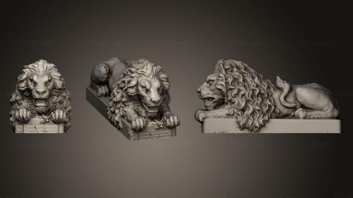 Статуэтки львы тигры сфинксы (Статуя Золотого Льва, STKL_0201) 3D модель для ЧПУ станка